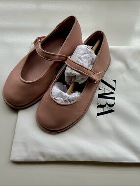 Zara Mauve Mary Jane Flats with Strap